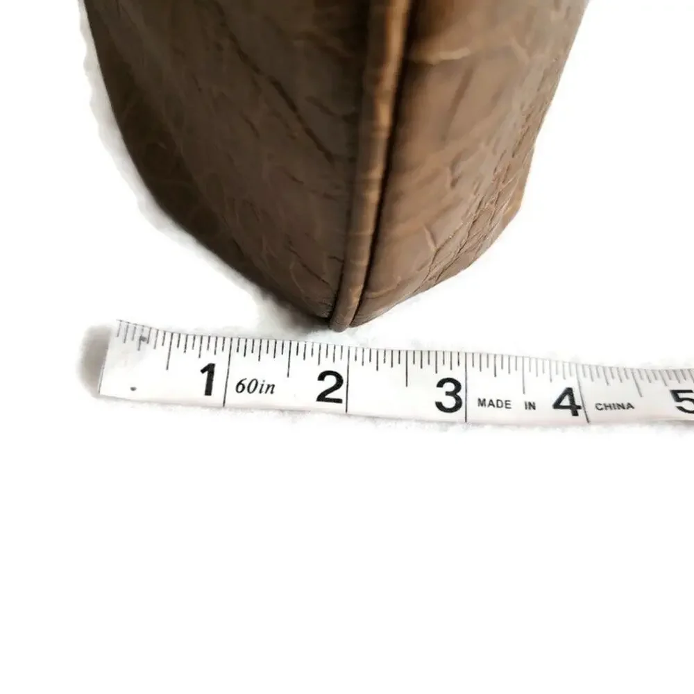 B. Makowsky Women's Brown Leather Crocodile Crossbody Bag - Picture 8 of 8